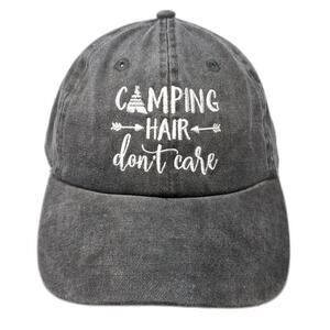 Camping Hair Don't Care Slideback Baseball Cap Gray One Size 6 Panel Newhattan